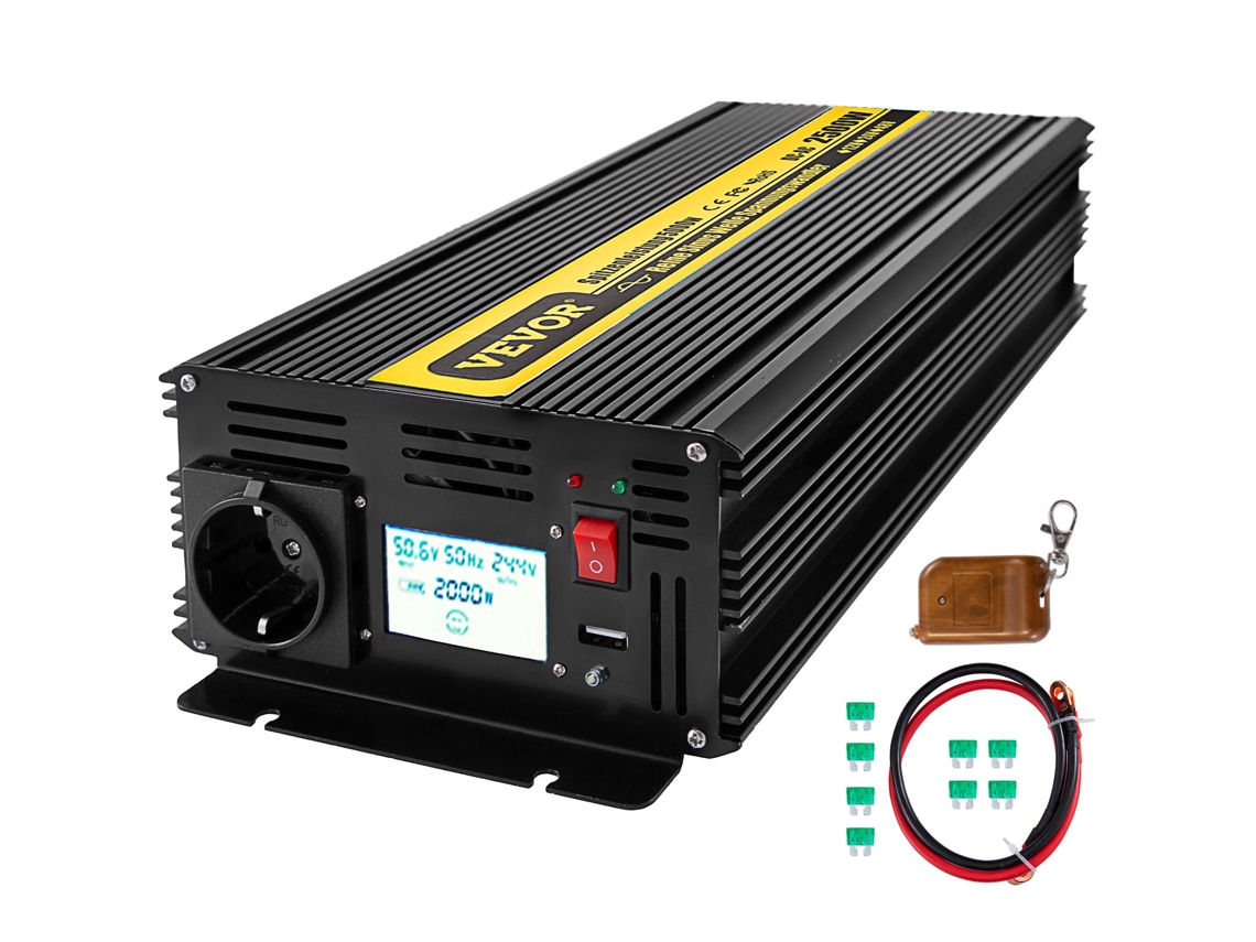 Inversor de Energia de Onda Senoidal Pura VEVOR 2500 W Dc12V a Ac230V