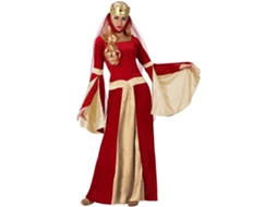 Fantasia Mulher Medieval Vermelha - Tamanho M/l - Acessório Para Cabelo E Vestido