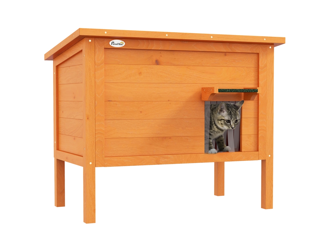 Casa de Gato Ao Ar Livre Casinha de Gato Casa de Gato, Resistente Às Intempéries, 1 Janela, 1 Entrada, 85 X 50 X 68,5 Cm, Laranja+verde Ge