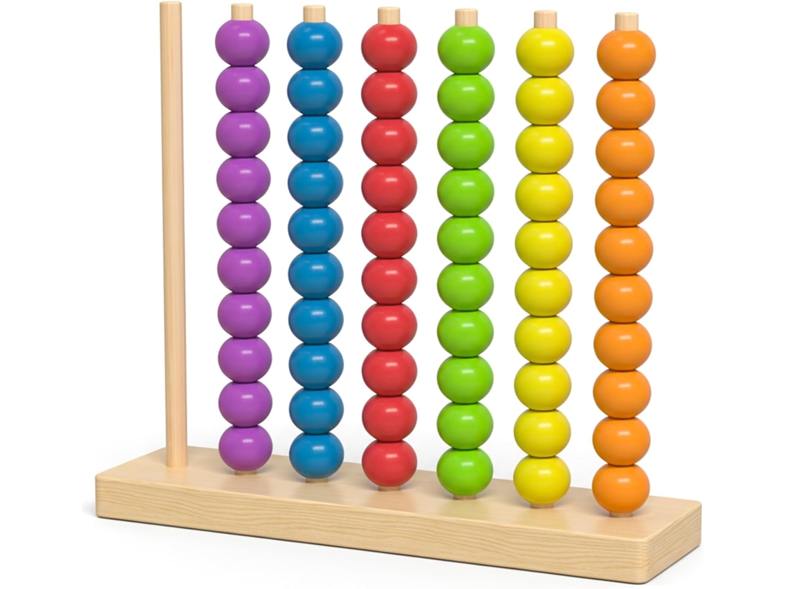 Brinquedo De Encaixe Madeira Com Contas Para Classificação Cores,
