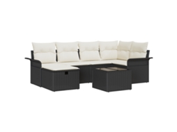 Conjunto 7 Sofá De Jardim Vidaxl Castanho Vime Pe (55 X 55 X 37 Cm)