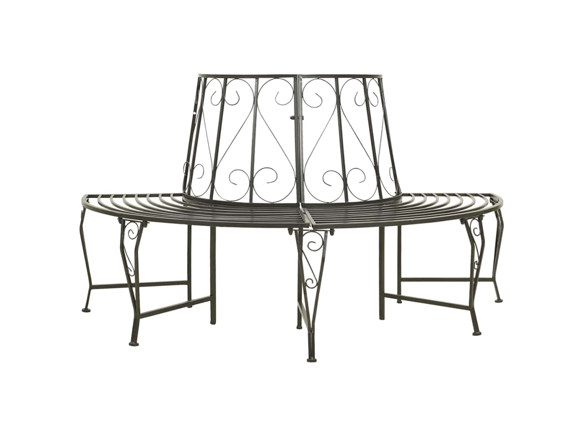 Vidaxl Banco De Jardim Para Árvore Semicircular 160 Cm Aço