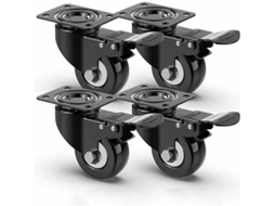Rodízios Giratórios Silenciosos De 4 Polegadas Rodízios Para Móveis Com Freio Hi Aquaforge (50 Mm)