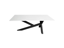 Sala de estar, sala de jantar, escritório, mesa de reuniões. Pernas de metal XY pretas. 140x100cm. Branco. OFILIKE