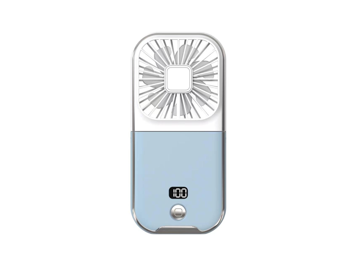 Ventilador portátil silencioso MDUG, dobrável, visor digital, 3000mah (azul)