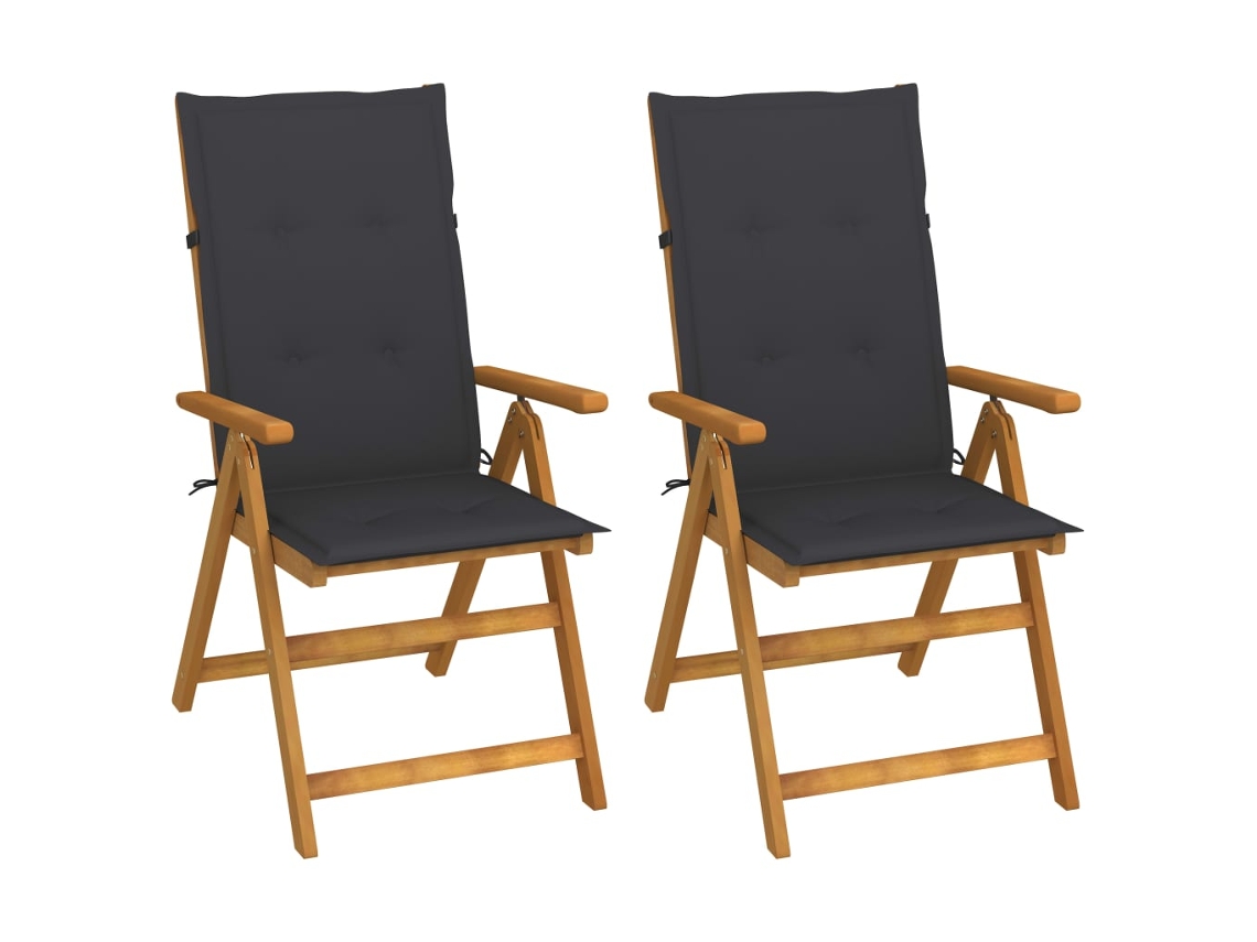 Reclining Folding Chair, Reclining Folding Chairs Vidaxl Antracite Madeira (120 X 50 X 3 Cm)