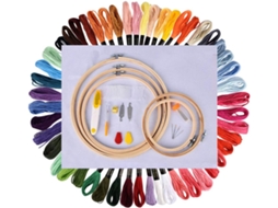 Kit Bordado 50 Cores Com Aros Bambu