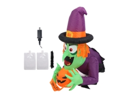 Decoração Inflável Bruxa De 4,43ft Com Luz Led Da Laxiscreed Para Halloween E Festas Ao Ar Livre