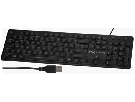 TECLADO  SLIM ILUMINADO, USB, 104 TECLAS MEMBRANA - TG8120EPIC