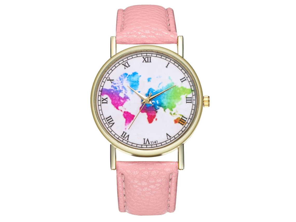 Reloj De Pareja De Cuarzo Con Correa De Pu Para Hombres Estudiantes Dial Redondo (rosa)