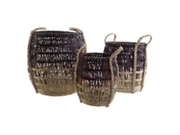 Conjunto de 3 Cestos de Junco Natural Lilás, 39x39x41cm ALEXANDRA HOUSE LIVING