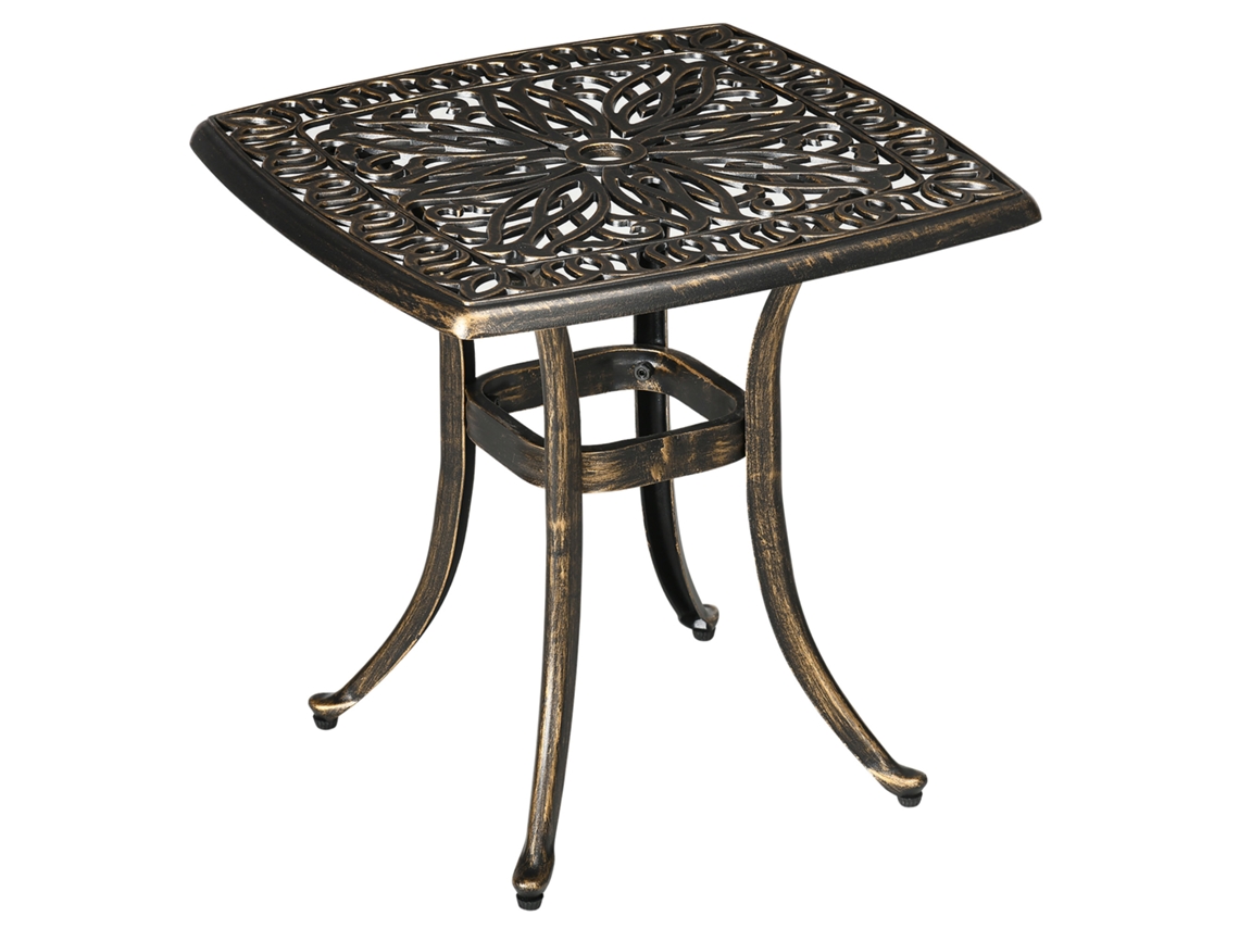 Mesa Lateral Pátio Orifício Guarda Sol Alumínio Bronze 54cm VELTRIX