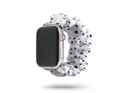 Bracelete Apple Watch Series 8 45Mm Pulseira Scrunchie Preto e Branco