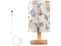 Abajur De Cabeceira Kcldeci Com Gatos Em Tons Pastel Para Quarto, Estilo Fazenda, Mesa Cabeceira, Luminária De Mesa
