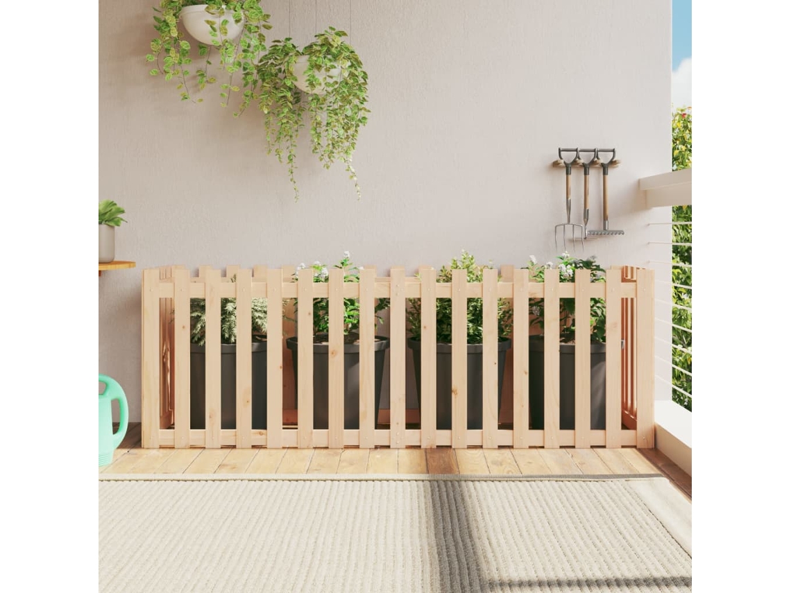 Vidaxl Canteiro Elevado C/ Design De Cerca 200x50x70 Cm Pinho Maciço
