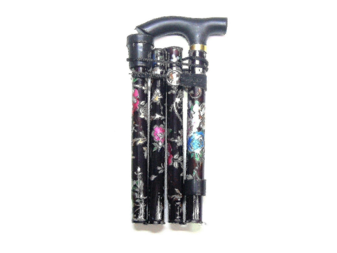 Leve Dobrável Compacto Bengala - Preto Floral