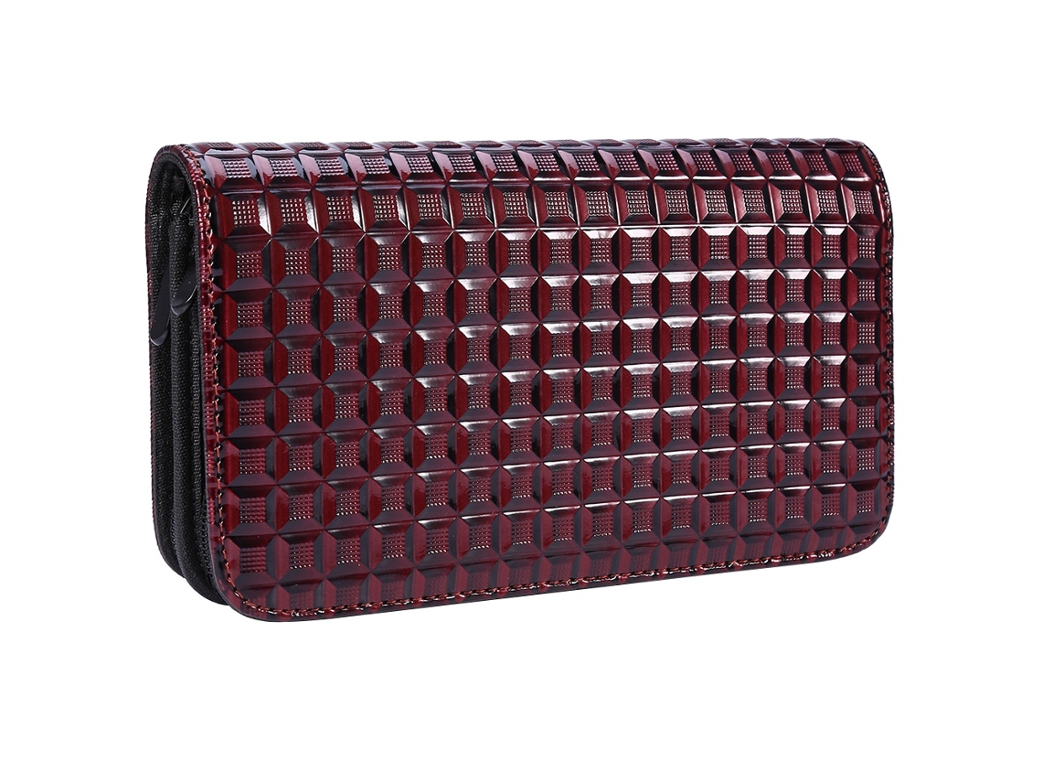 2026 fundas para Tijeras Y Peines de Pelo Bolsa de Cuero Pu Con Cremallera Doble Estuche para Herramientas de Peluquería Rojo