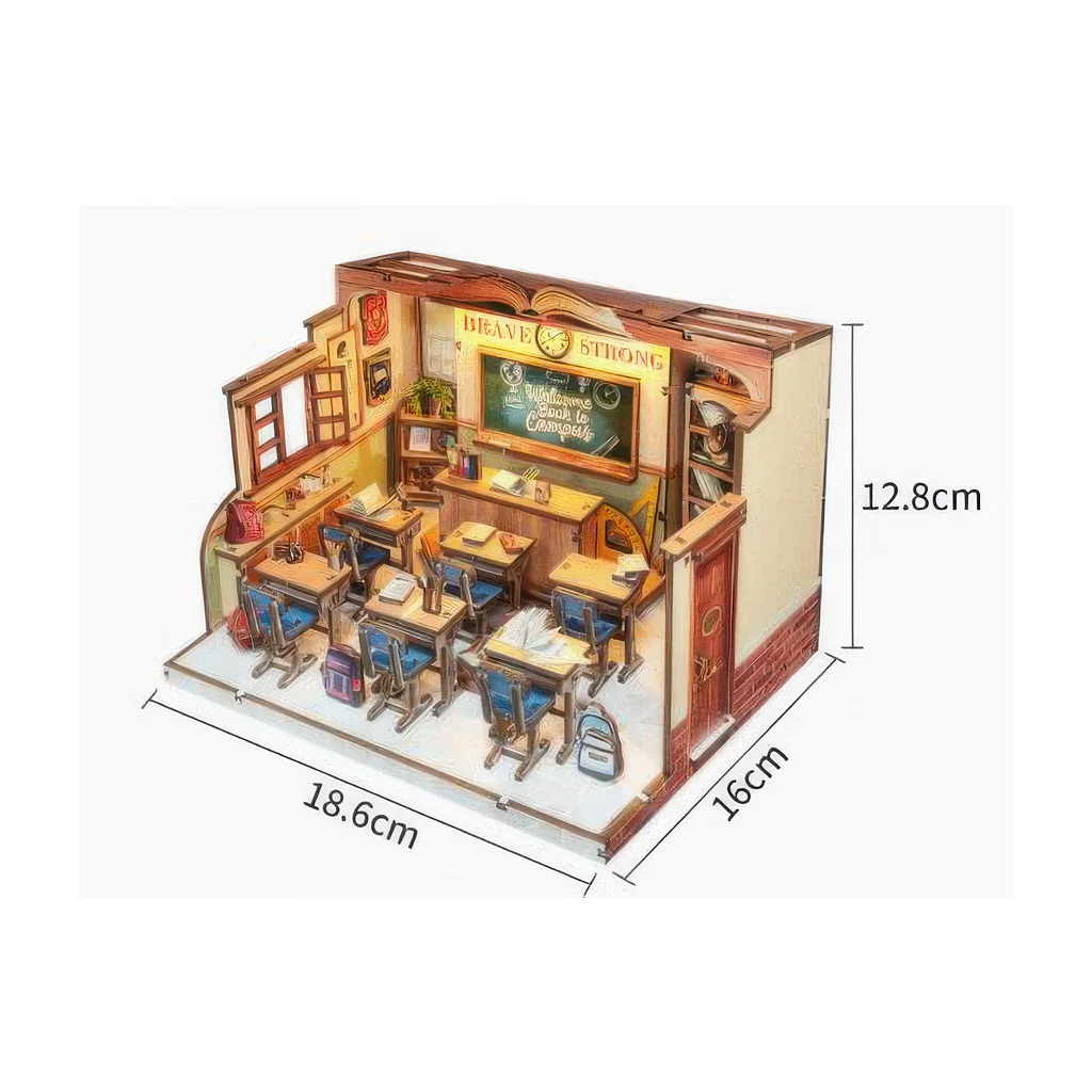 Kit Diy De Casa De Bonecas De Madeira "student Era" Modelo 3d