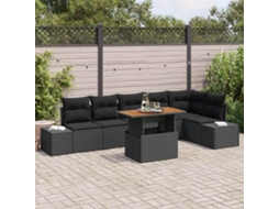 Vidaxl Conjunto De Sofá De Jardim 7 Unid. Preto E Marrom