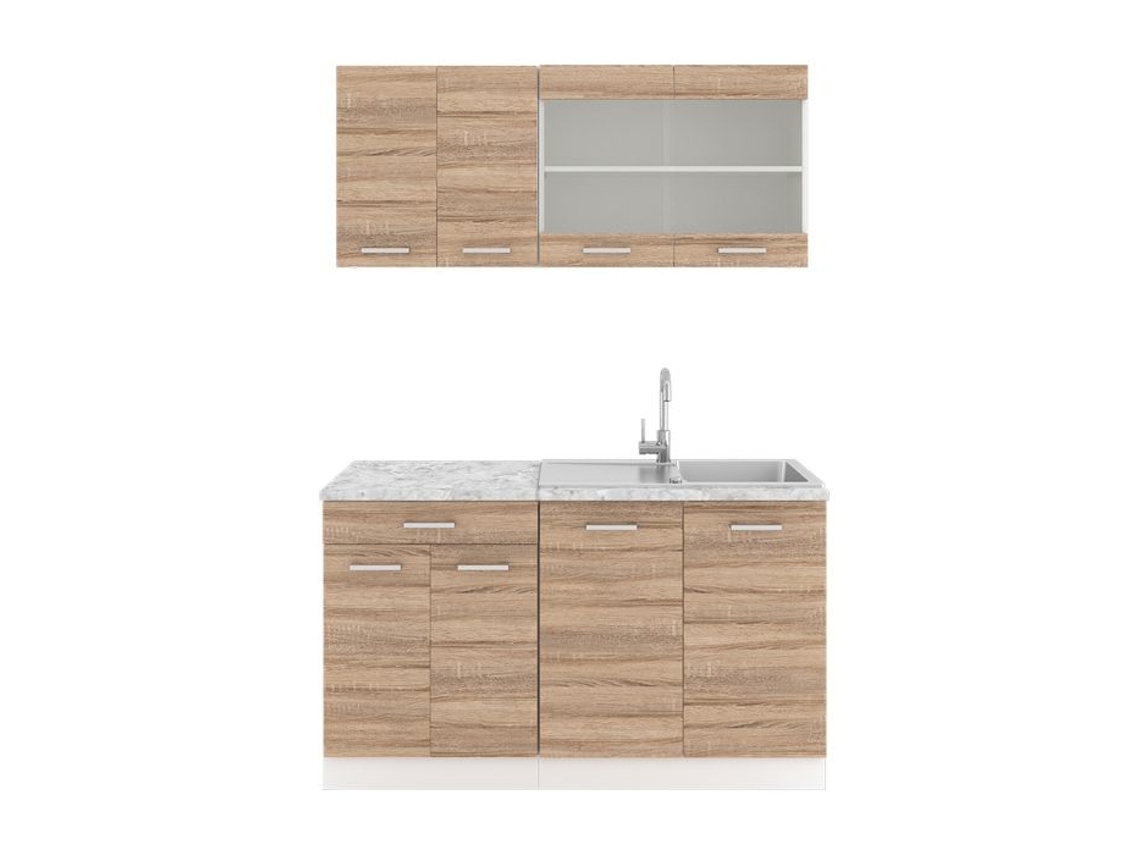 Cozinha R-Line, 140 cm, Mármore PT, Sonoma, Vicco