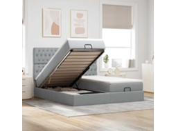 Vidaxl Estrutura De Cama Otomana Com Colchões Tecido Cinzento Claro