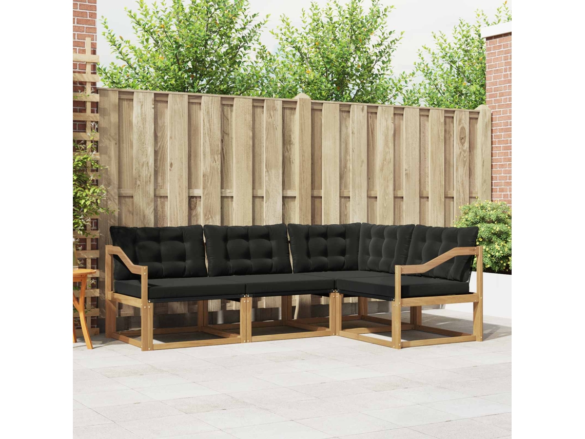 Vidaxl Conjunto De Sofás Para Exterior 4 Pcs Branco E Preto