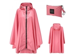 Impermeável Portátil Para Adultos, Poncho Reutilizável Com Capuz E Mangas, Leve Para Chuva Rosa Melocotón