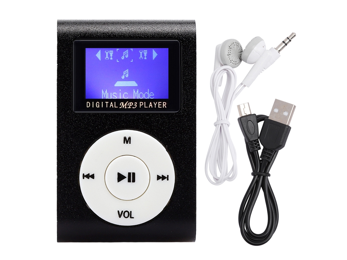 Reprodutor De Música Mp3 Portátil Mini Com Tela Lcd 0.8 Polegadas Metal Clip Suporta Cartão De Memória E Fone De Ouvido 3.5mm