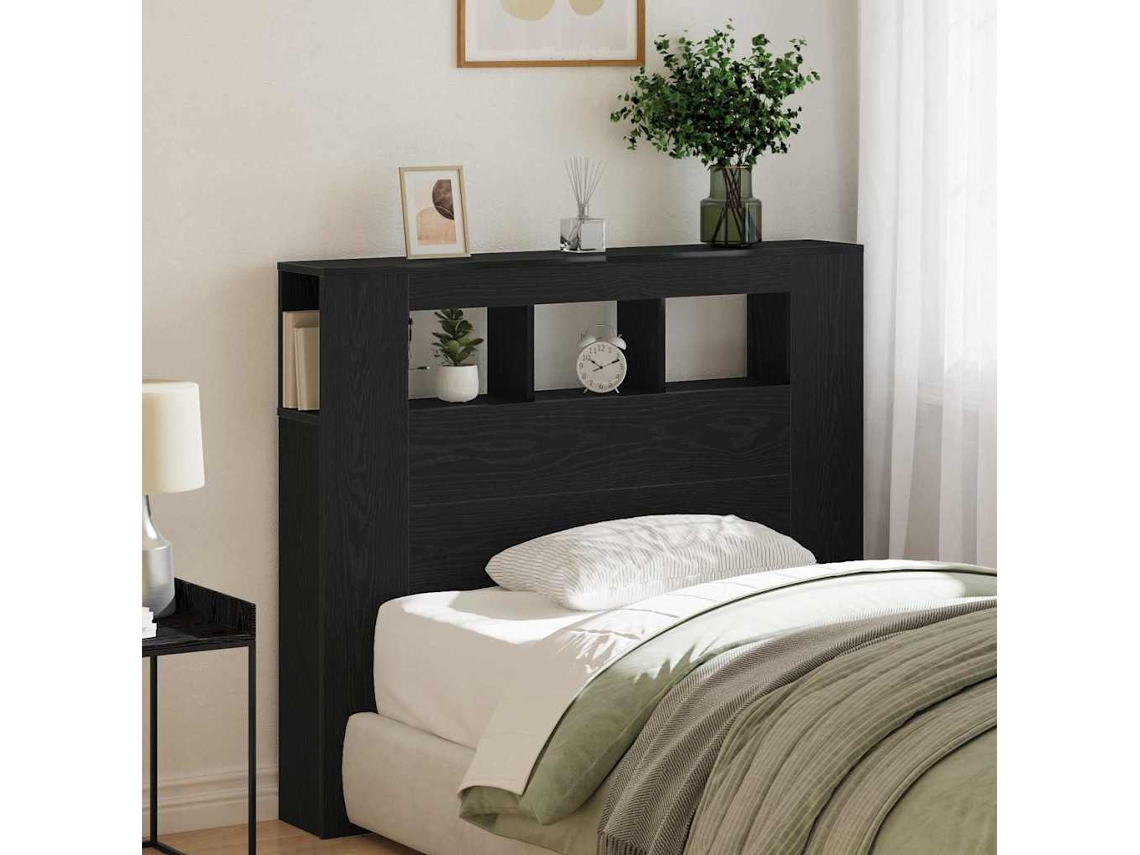 Vidaxl Cabeceira Led Carvalho Preto 120 X 18,5 X 103,5 Cm