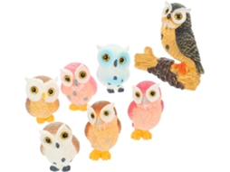 Kichouse Kit de 7 Corujas em Miniatura Fofas de Resina com Design Natural Detalhado para Decoração de Micro Paisagens CHABERLU