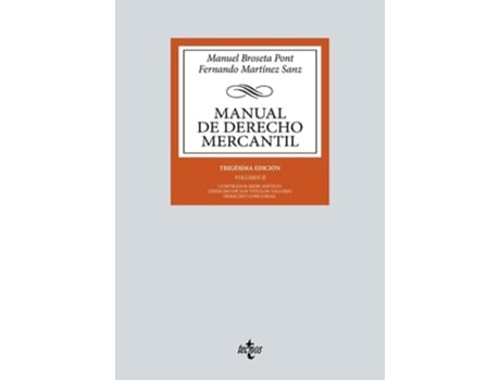 Livro Manual De Derecho Mercantil Da Editorial Tecnos De Manuel Broseta Pont E Fernando Martínez Sanz (espanhol)