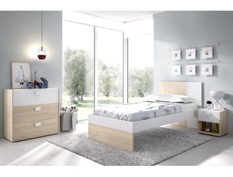 Pack Habitación Juvenil Con Cabecero Mesita de Noche Y Cómoda Dina 3 DEKIT