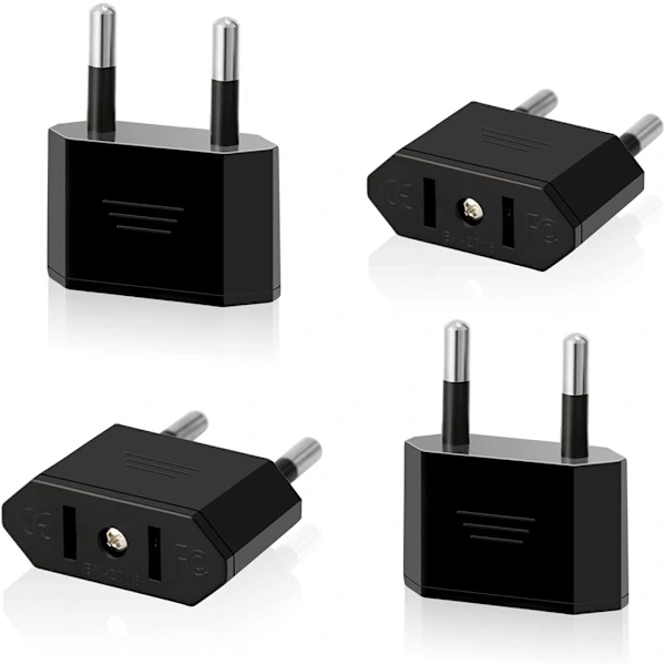 Pacote Com 4 Adaptadores De Viagem Eua Para Ue, Plugue Americano Para Europeu/alemão De 2 Pinos