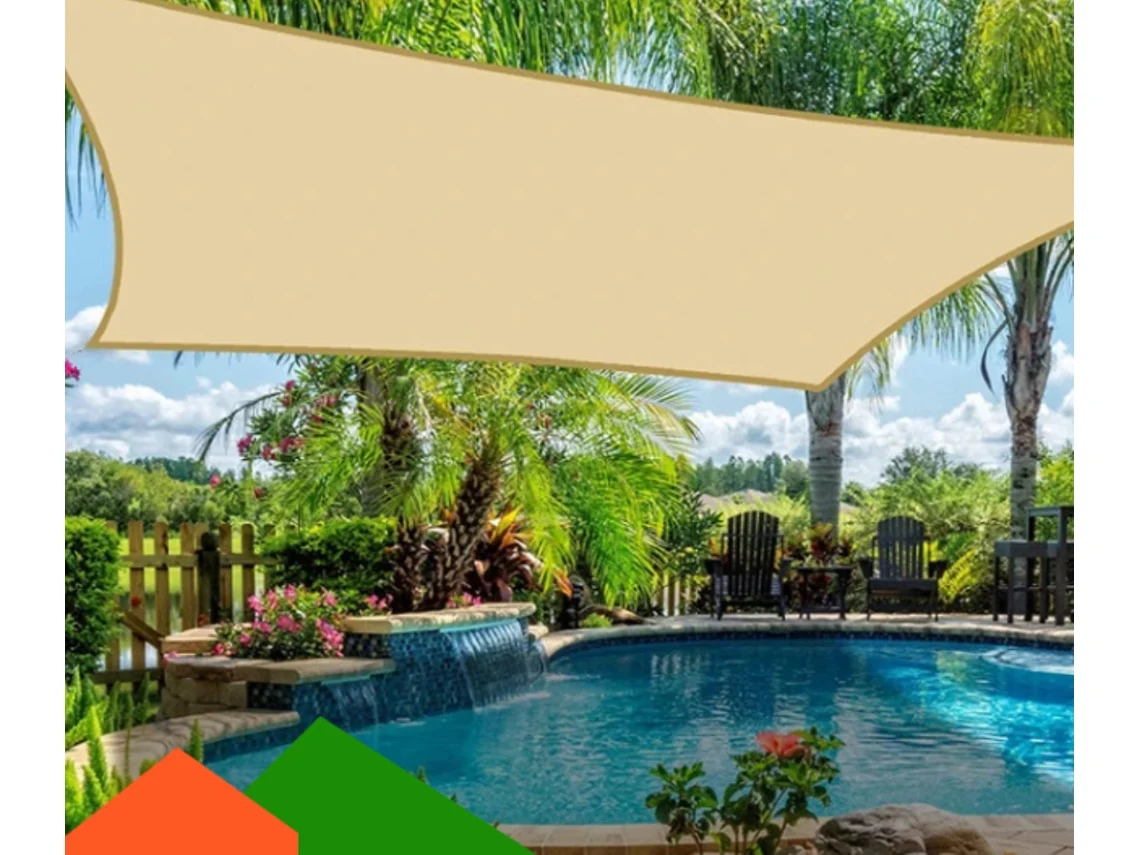 Toldo Impermeável 3x3m Bege Para Campismo, Pátio E Sombra Exterior