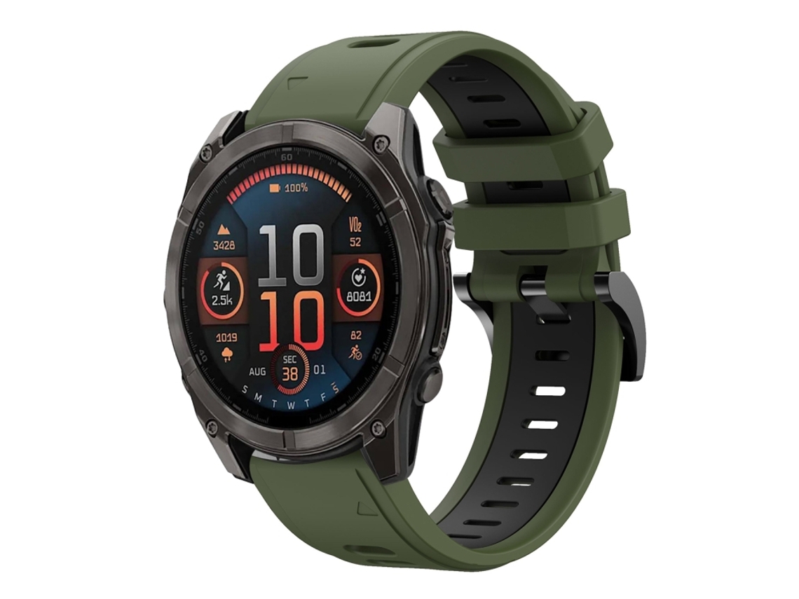 Bracelete Silicone Esportivo para Garmin Fenix 8 Amoled XIAOMOYU (22mm) Verde Exército e Preto