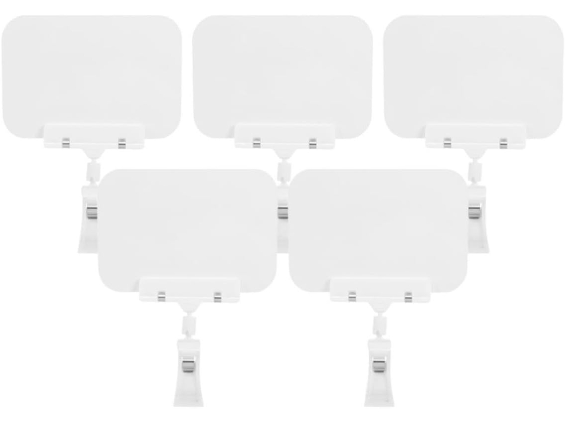Conjunto De 5 Mini Placas Frutas Em Lousa Com Clipe Giratório Reutilizável, Em Plástico Branco, Para Exibição Em