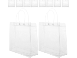 Pacote Com 10 Sachês Plásticos Transparentes Com Alça, 20x20x8 Cm, Mini Sachês Reutilizáveis.
