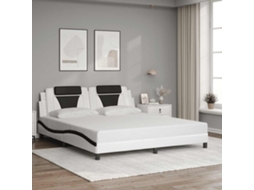 Estrutura de Cama Vidaxl com led Viana 180x200 cm branco e preto