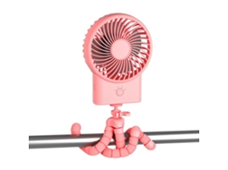 Ventilador de Encaixe para Carrinho de Bebê Ventilador Portátil com Rotação de 360° Recarregável Via Usb MDUG (rosa)