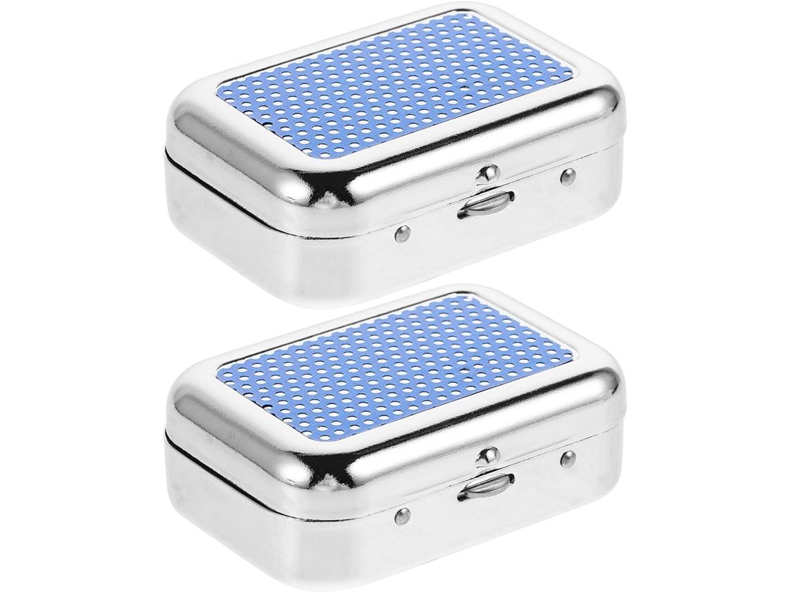 Conjunto De 2 Cinzeiros De Viagem Azuis Em Metal À Prova De Vento Com Tampas Herméticas, Mini Cinzeiros
