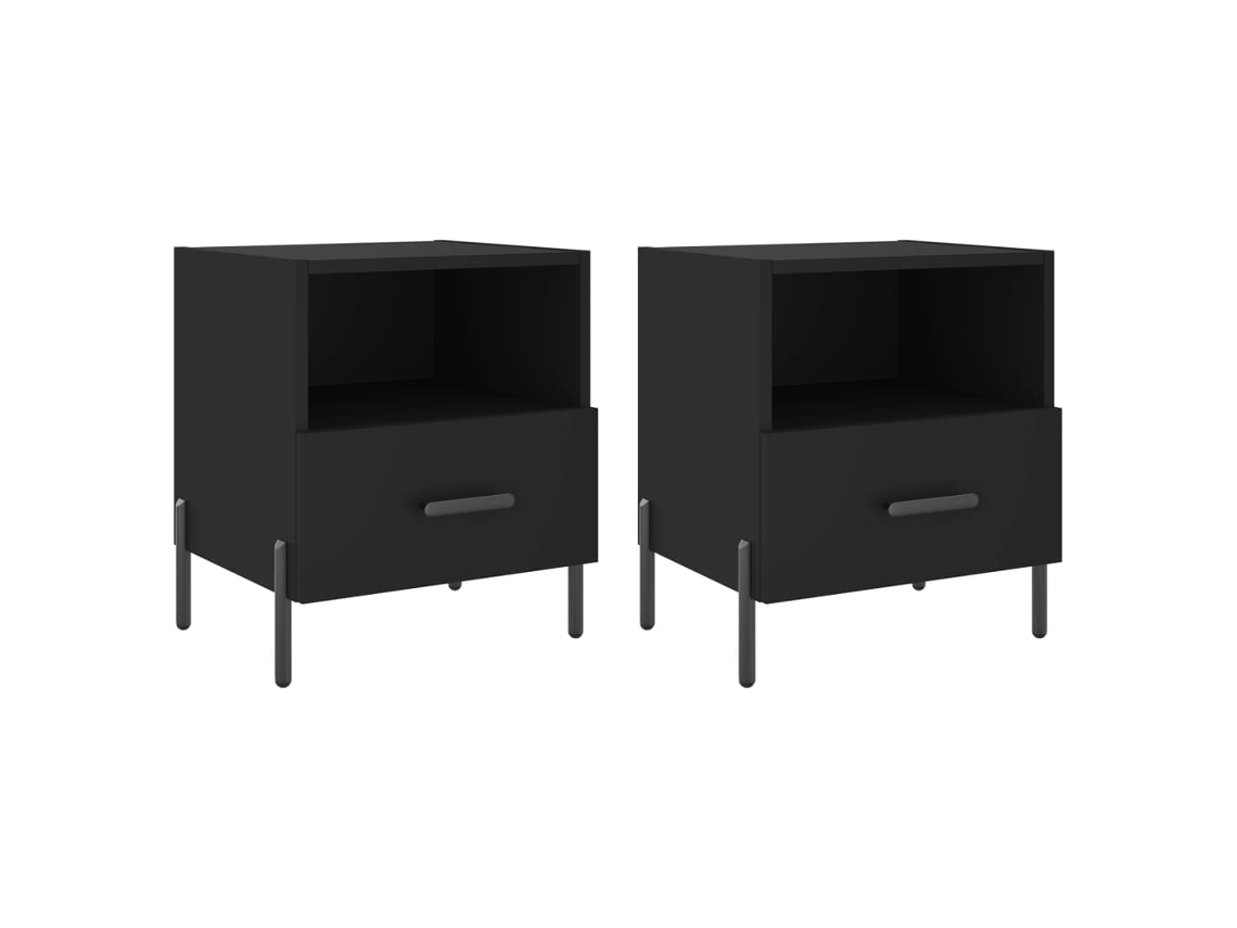 Bedside Cabinet, Bedside Cabinets Vidaxl Preto Madeira Processada (n/a)