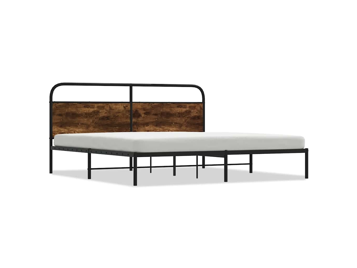 Estrutura de Cama sem Colchão 180x200 cm metal Carvalho Fumado MAISON EXCLUSIVE