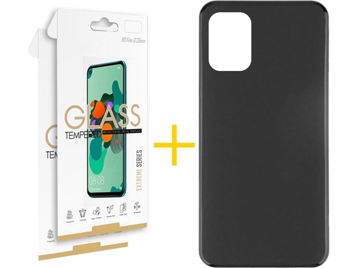 Capa e Película Xiaomi Mi 10 Lite SKYHE Vidro Temperado 8520 Preto