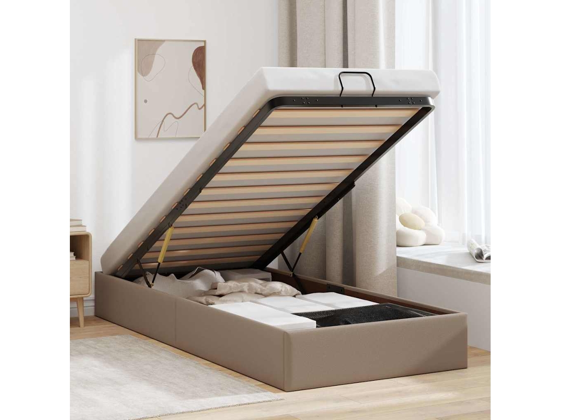 Vidaxl Estrutura De Cama Otomana Sem Colchão Cappucino 100x200 Cm