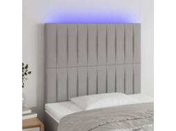 Cama com Cabeceira Luzes Led Cinza PANGSHIYUAN Madeira Tecido Cinzento (80x5x118)