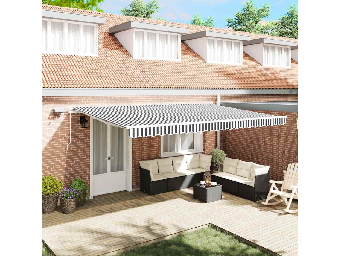 Vidaxl Toldo Retrátil Manual Com Led 500x300 Cm Antracite/branco