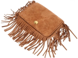 Bolsa De Ombro Feminina Com Franjas, Estilo Vintage, Camurça Amarela.