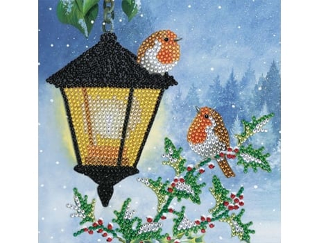 Kit De Carta De Bordado Em Diamante Rouxinóis No Inverno 18x18cm Crystal Art