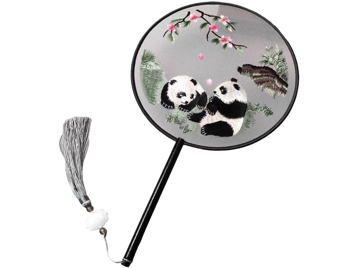 Evento Chinois Rond Com Broderie Panda, Evento À Main Translucide,