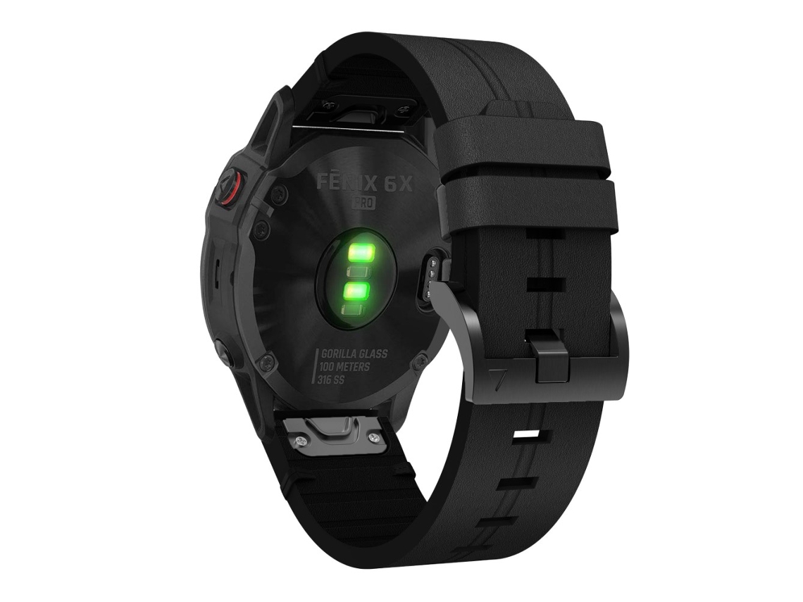 Bracelete de Couro Genuíno para Garmin Fenix 6X Preto